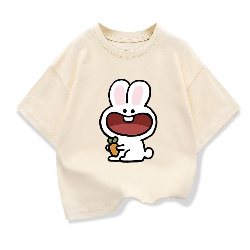 

Summer Children s Clothing Girls Short Sleeve T-Shirt Cute Little Rabbit Pattern Loose Top 160
