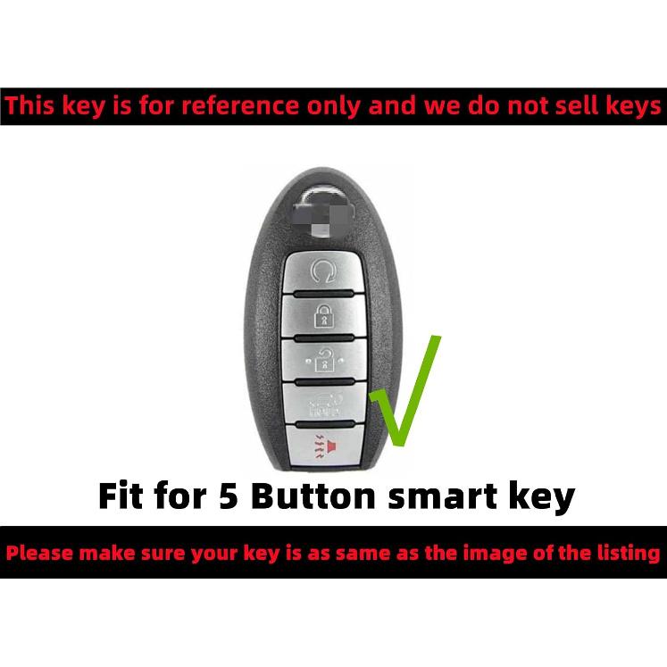Silicone Rubber Key Fob Cover Compatible with Nissan Altima SR Armada SL Maxima Murano Pathfinder Rogue Titan Versa Sentra (5 Buttons)