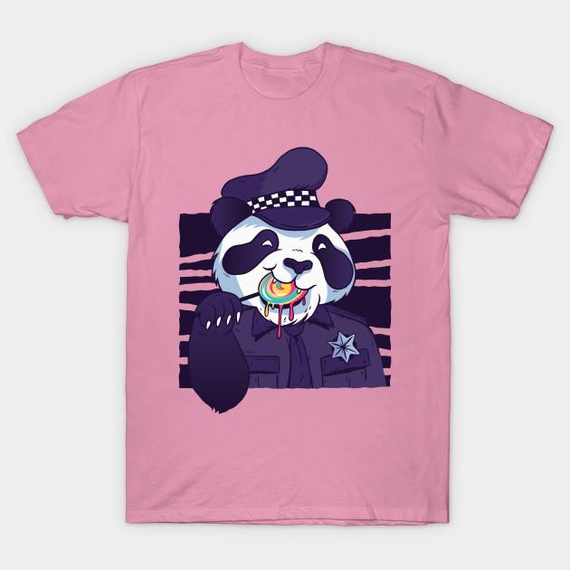 T-Shirt Damen Polizist Panda Harajuku Print Kawaii T-Shirt Sommer Kurzarm Damen T-Shirt Top Tee