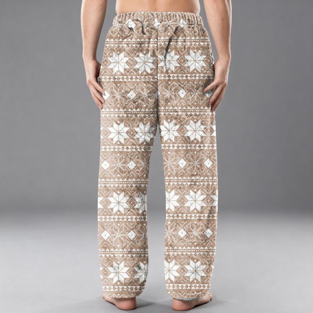 Pánské flanelové kapsové ležérní kalhoty, ležérní kalhoty s potiskem kapes, domácí spací kalhoty