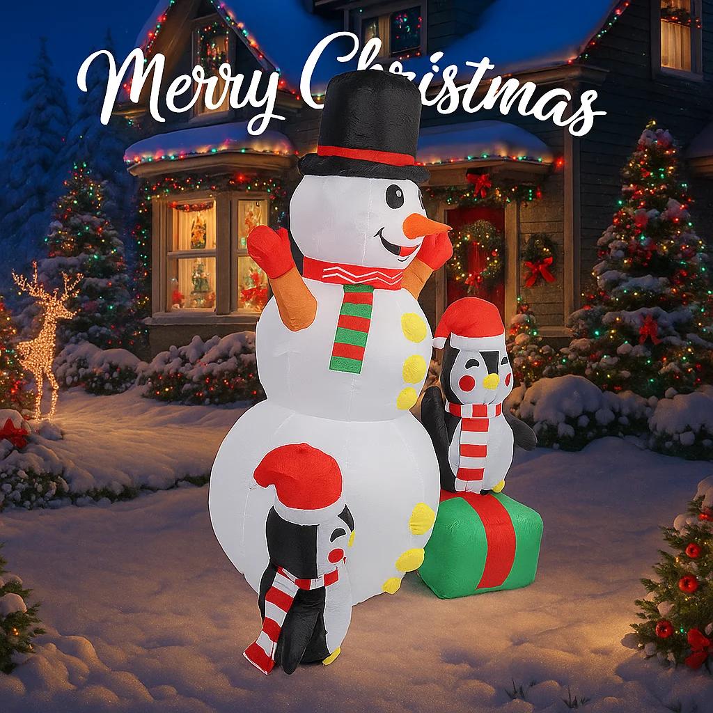 5.9FT LED Light Inflatable Snowman Penguins Toy Xmas Party Yard Decor Home Supplies Ornaments Gift Christmas Holiday Decoration