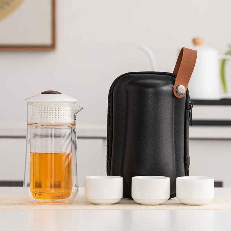 

Yunde travel tea set ceramic one pot three cups event celebration souvenir high-end tea set outdoor tea maker