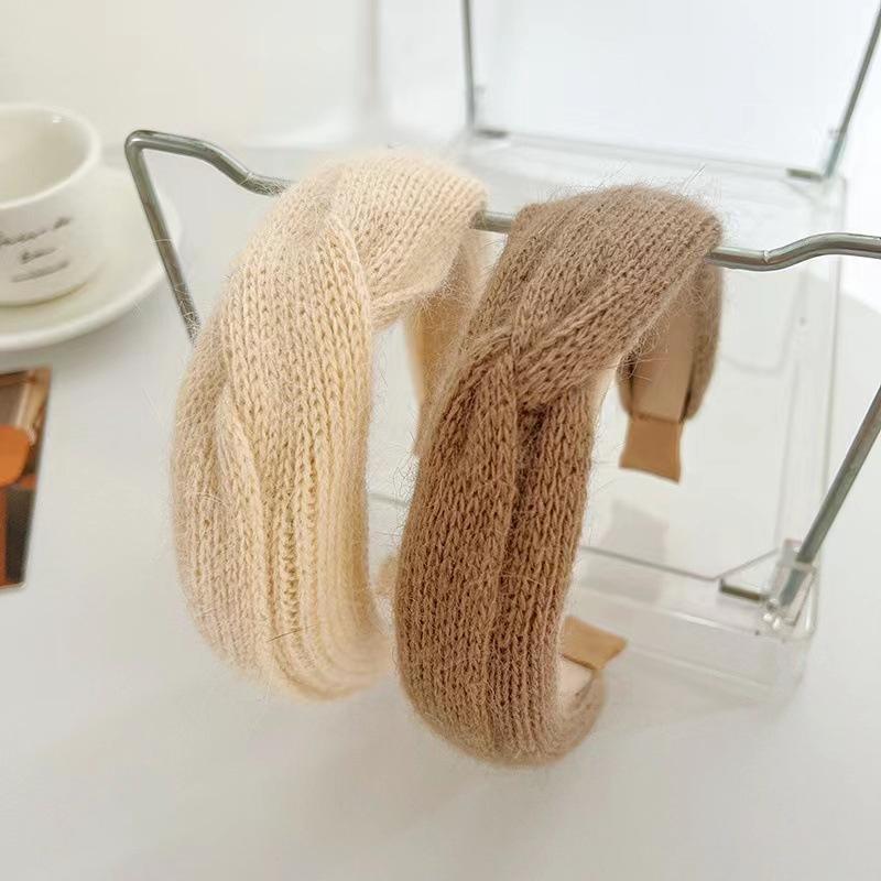 Retro Style Headbands Knitted Cross Knot Womens Solid Color Accessories Hair