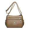 Borsa da donna in morbida pelle, grande capacità, borsa per mamma di mezza età, borsa a tracolla multistrato, borsa per cellulare, piccola borsa quadrata