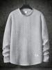 2025 Autumn/Winter Striped Round Neck Solid Color Casual Pullover Long Sleeve Hoodie Sweater