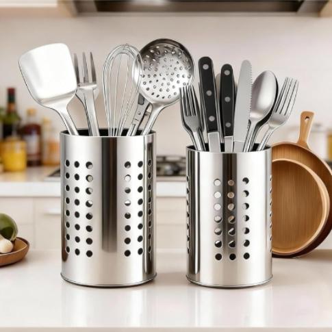 Stainless Steel Chopstick Holder 2pcs for Countertop Utensil Organization with Drain Stand and Consistent Performance