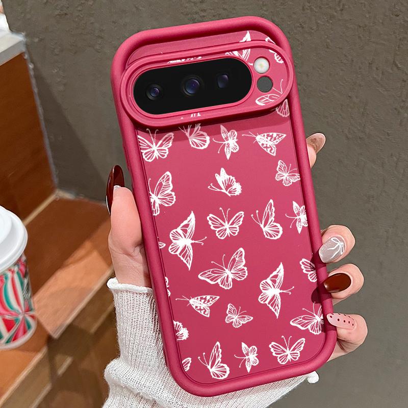 

Для Google Pixel 9 8 Pro Xl 8a противоударный линейный узор бабочки силиконовый мягкий защитный чехол для линз однотонный противоударный матовый чехол для телефона Google Pixel 8 вино красного