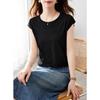 Srcr Women's Knitted Mulberry Silk Short Sleeve T-Shirt