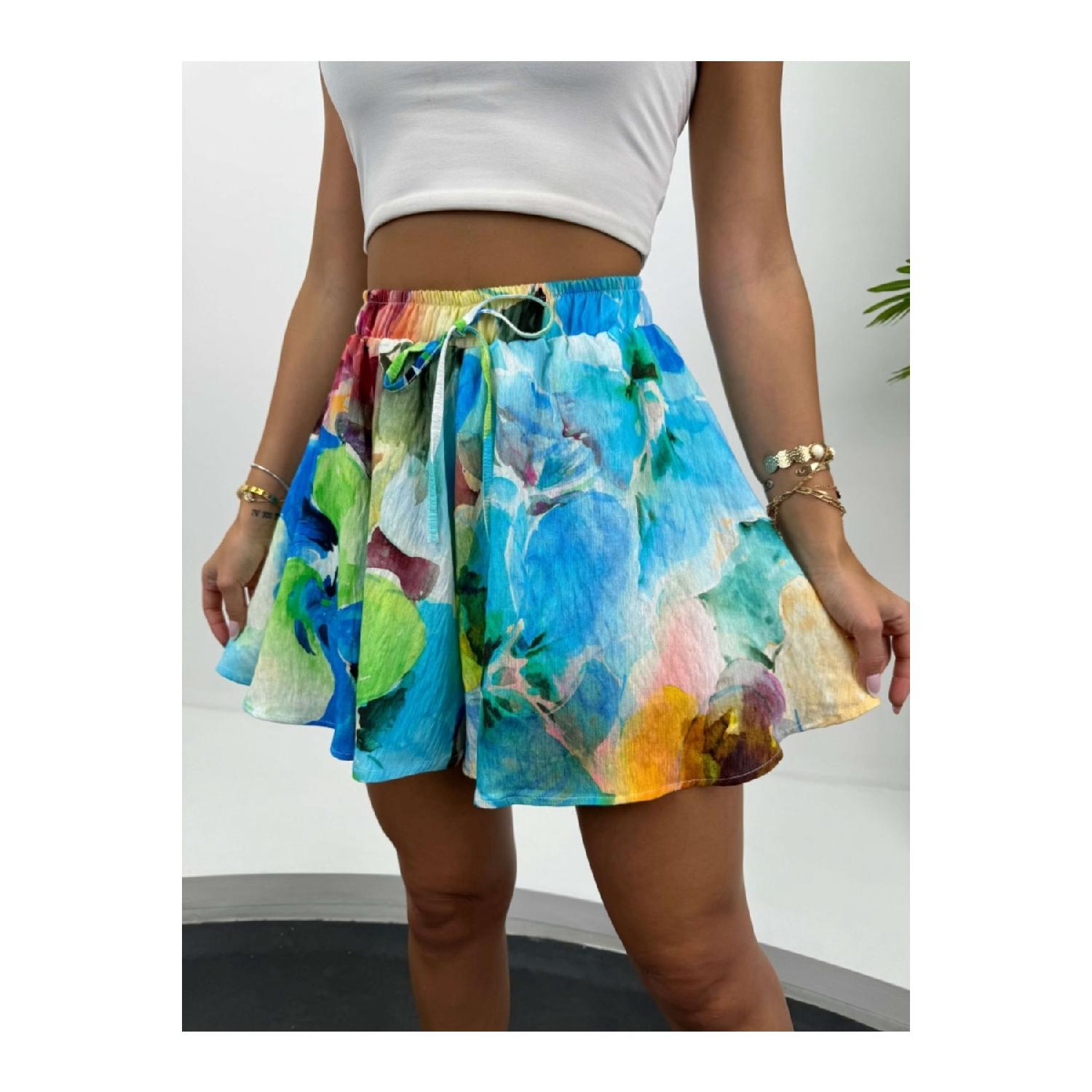 

Blue Tropical Pattern Lined Shorts S помаранчевий