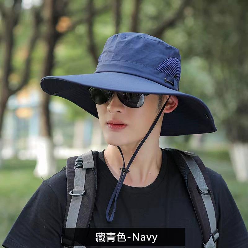 Spring and Summer New Men's Cm Sun Hat Bucket Hat Outdoor Sun Protection Hat Breathable Big Eaves Hat Climbing Hat Fishing