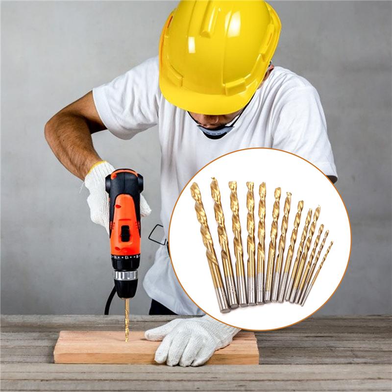 ABBY-13Pcs Left Handed Drill Bit Set Extractor Drill Bits For Metal Power Tools Accessories With Titanium Nitride Coating