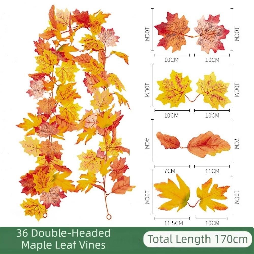 1.7m Red Autumn Maple Leaves Creative Fake Autumn Vines Artificial Maple Garland  Halloween Decor