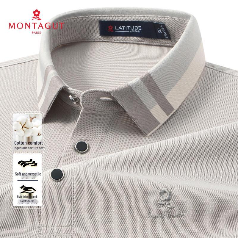 MONTAGUT Men's Long-Sleeve Cotton Blend Polo Shirt
