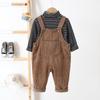 Cross2026 Kids' Corduroy Overalls - Korean Style for 0-3 Years, Versatile Spring/Autumn Wear