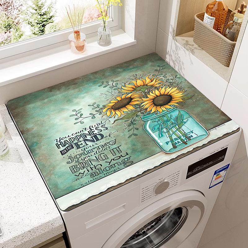 Retro Washing Machine Covers Kitchen Absorbent Coffee Machine Refrigerator Cover Pad Drain Pad Microwave Oven Insulation Pad