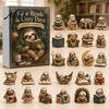 Cute Sloth Pendant Set Advent Calendar, 24Pcs Acrylic 2D Ornament Holiday Collectibles with Vintage Warm-Tone Designs, Christmas Tree Hanging