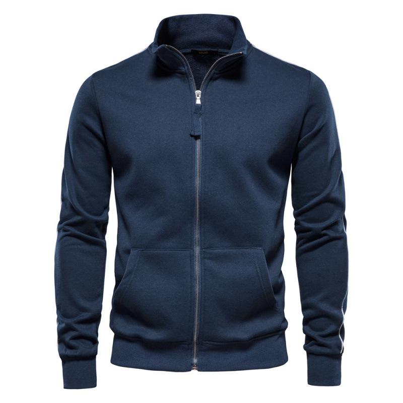 

Men s Long Sleeve Solid Zipper Design Sweatshirt Sportswear Slim Fit Casual Jacket XS темно-синий