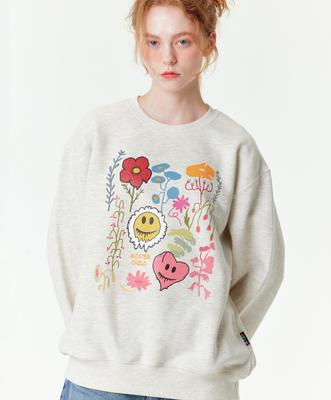 MISTER CHILD Smile Garden Oatmeal Sweatshirt