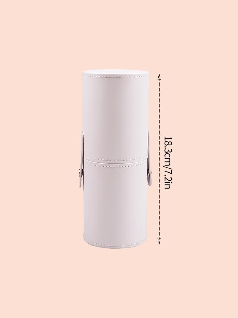 1pcs portable push-button PU leather makeup brush storage bucket with lid large capacity desktop travel makeup storage tool