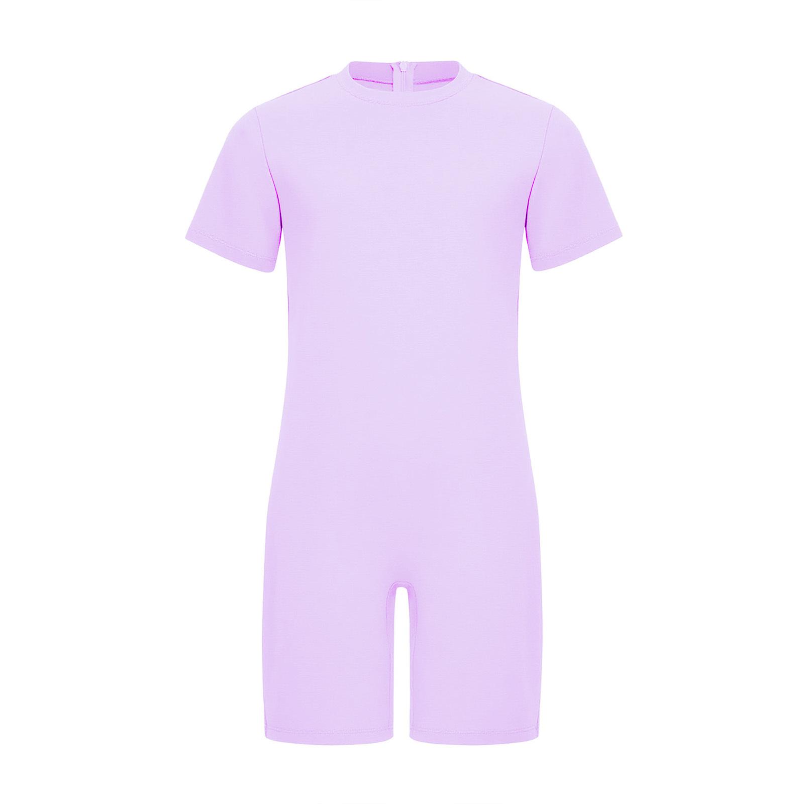 

Boys Girls Adaptive Clothing Short Sleeve Round Neck Back Invisible Zipper Solid Color Jumpsuit 3-4 Years