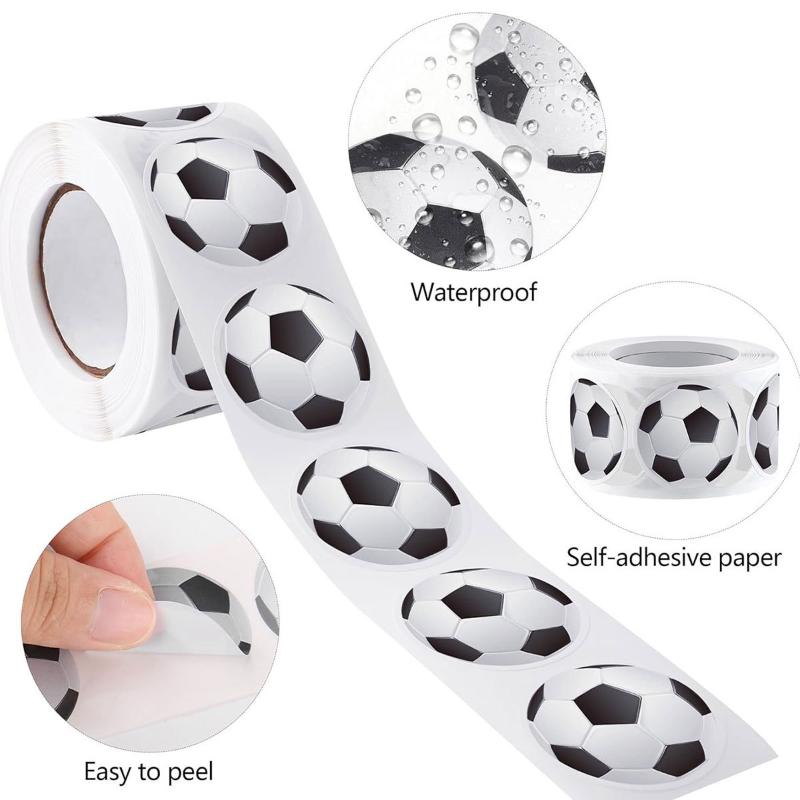 500 Pcs/Roll Footballs Soccers Basketball Sport Stickers 2.5Cm/1.0'' 16 Designs Decals Diy Adorn Gifts For Various Packaging