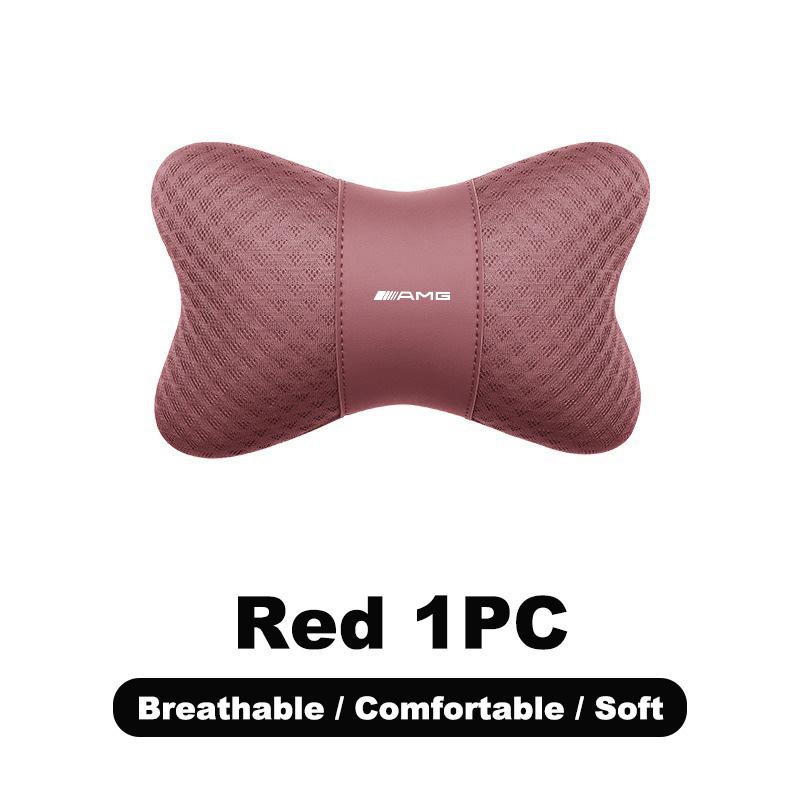 CRY1 Ice Silk Car Seat Neck Pillow Headrest Rest Support Cushion Pad For Mercedes Benz Amg A GLC GLA GLE W205 W212 X156 W166 Sticker