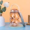 1000/1400ml Bear Water Bottle with Shoulder Strap Cute Bear Drinking Bottle Leak-Proof Travel Straw Cup for Boys Girls Daily Use