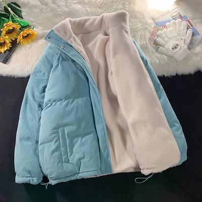 Winter Dames Corduroy Jas Vintage Lamsvacht Katoenen Jas Casual Mode Dikke Warme Kleding Losse Dubbelzijdige Bovenkleding