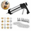 Stainless Steel Cookie Press Gun Kit for DIY Biscuit Cookie Making and Cake Icing Decorating.