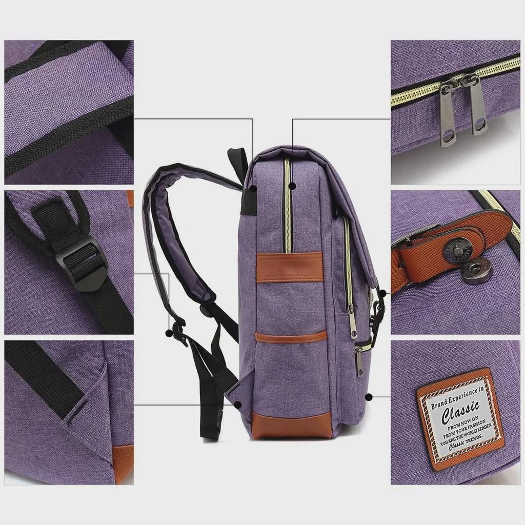 Retro Canvas USB Backpack: Unisex, Large Outdoor Travel Bag
