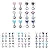 12 Pieces 16G Stainless Steel Cubic Zirconia Earrings for Women Stud Body Jewelry Set