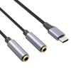 TypeC to 3.5mm Headphones Mic Splitters Adapters for Double-Plug Gamings Headsets