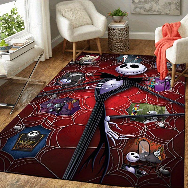 1pc Disney Jack Skellington Pattern Carpet Area Rug Non-slip Carpet Hand Washable Floor Mat Suitable For Living Room Bedroom Home Decor