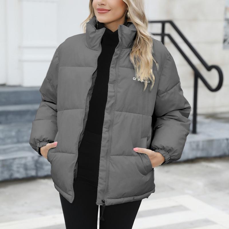 Plus Size Women's Warm Jacket Solid Color Loose Top