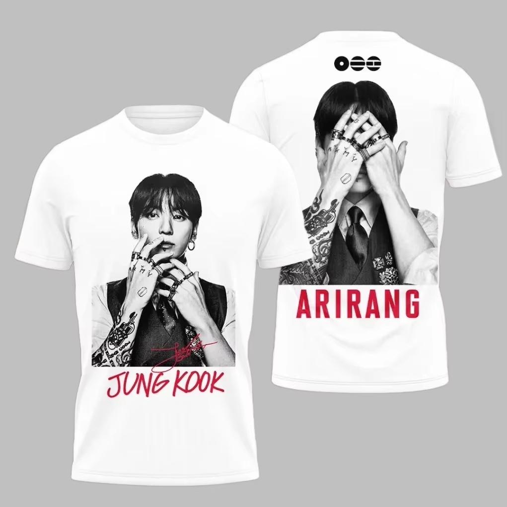 2026 Summer High-Quality Street Style Unisex Short Sleeve T-shirt With BTS Arirang Graphic Print