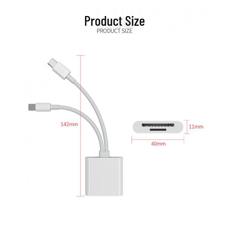 Apple Type-C Dual-Head Card Reader for TF/SD Cards, Compatible with iPhone and iPad