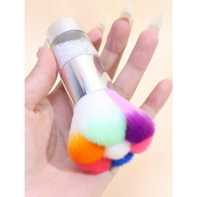 

1pc Colorful Large Soft Powder Brush, Blush Brush, Multifunctional Makeup Brush For Face And Nail Art Powder,Contour Brush,Bronzer Brush срібний