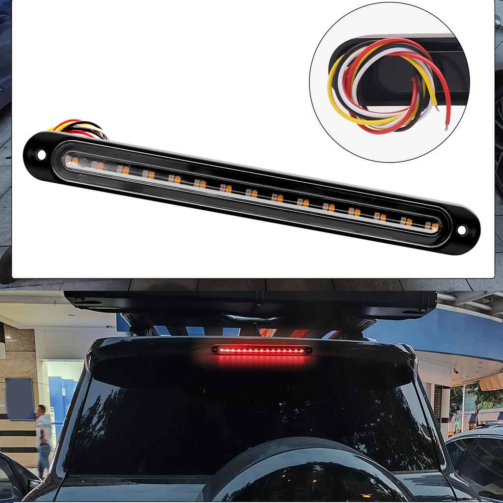 12V Red LED Stop Lamp with 30 LED High Visibility for Rearward Easy Waterproof and with Brake Warning Can Also Be Used As a Taillight or Third Brake