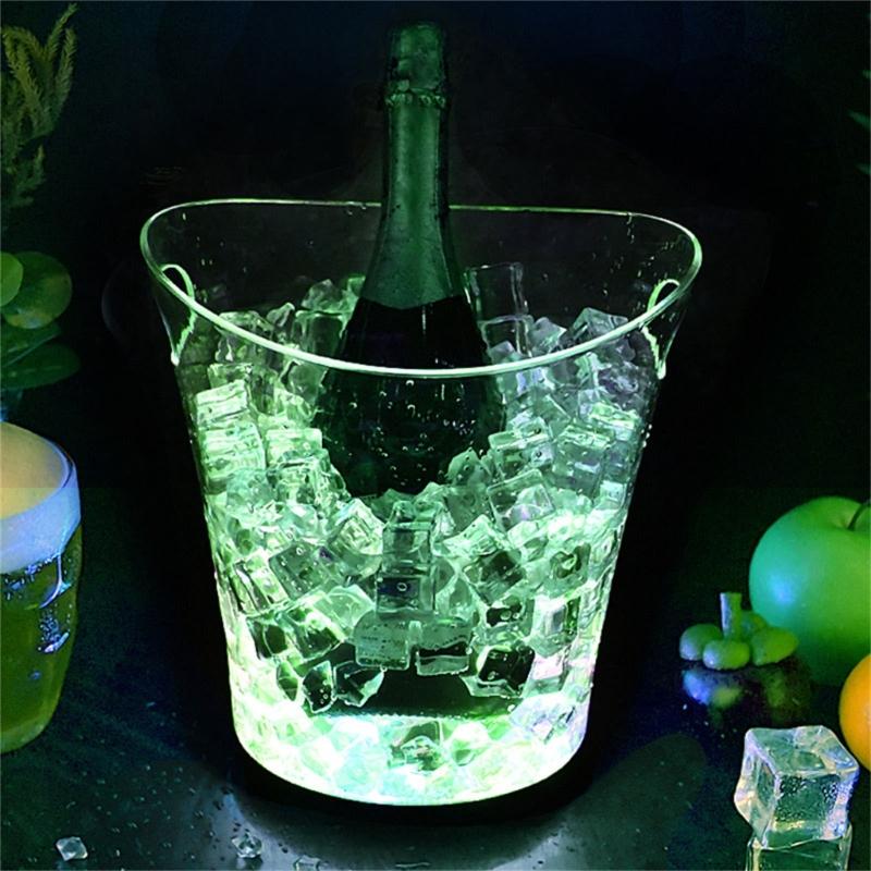 5L LED Ice Buckets with Colorful Light Portable 5L LED Ice Buckets Ice Container Bin for Outdoor BBQs and Festivities