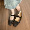 Square-toed Single Shoes with A Shallow Mouth and Thick Heels, Elegant Commuter Women's Shoes
