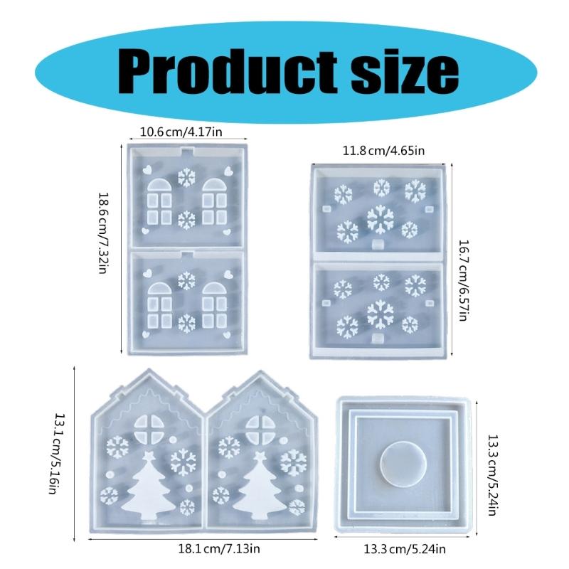 Christmas Tree Candle House Silicone Mold Set Holiday Candle House Mold Silicone Christmas Tree Mold For Seasonal Decors
