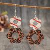 Retro Wood Earrings with Unique Hollow Flower and Cow Pattern Elegant Drop Ear Pendant for Stylish Ladies