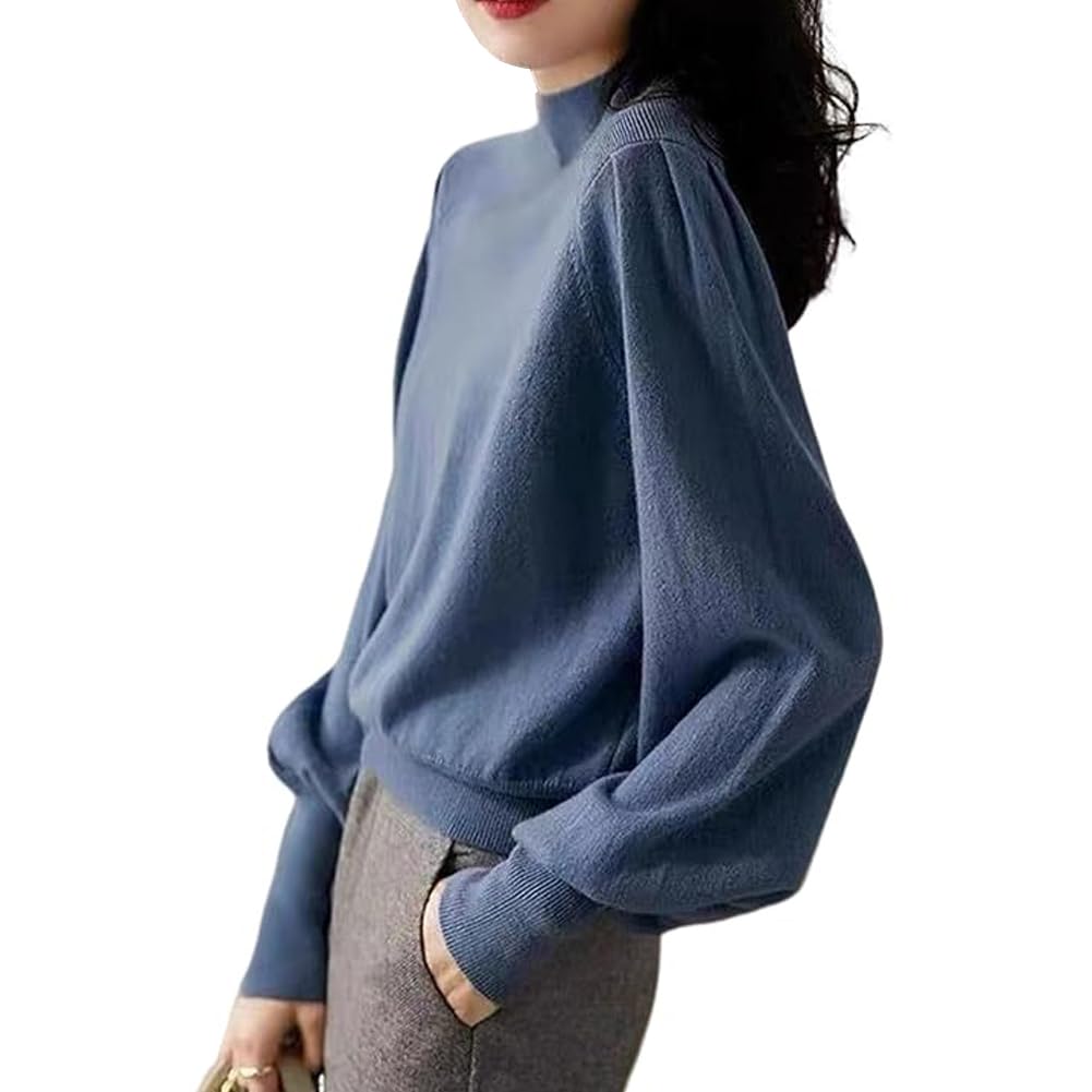 

KEWJYUE Вязаный пуловер длинный однотонный Идеально для поездок на работу Женский свитер, Свитер, Простой, Рукав, Стильный, Элегантный, Цвет, Универсальный, Теплый, Стройнящий, синий