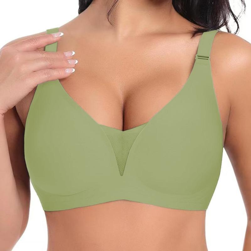 Women's Plus Size Seamless Wireless Bra, Adjustable Strap Full Coverage Comfort Bra