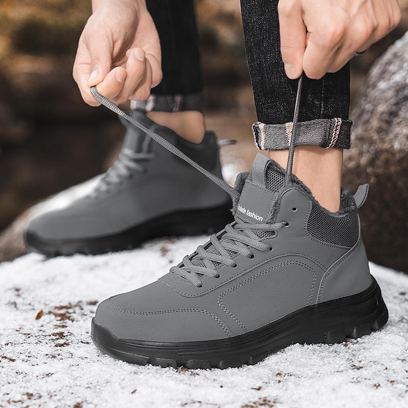 Herren Schneestiefel Winter Thermostiefel Wasserdicht Anti-Rutsch Leicht Warm Arktische Trekking-Schuhe für Outdoor Wandern Arbeit