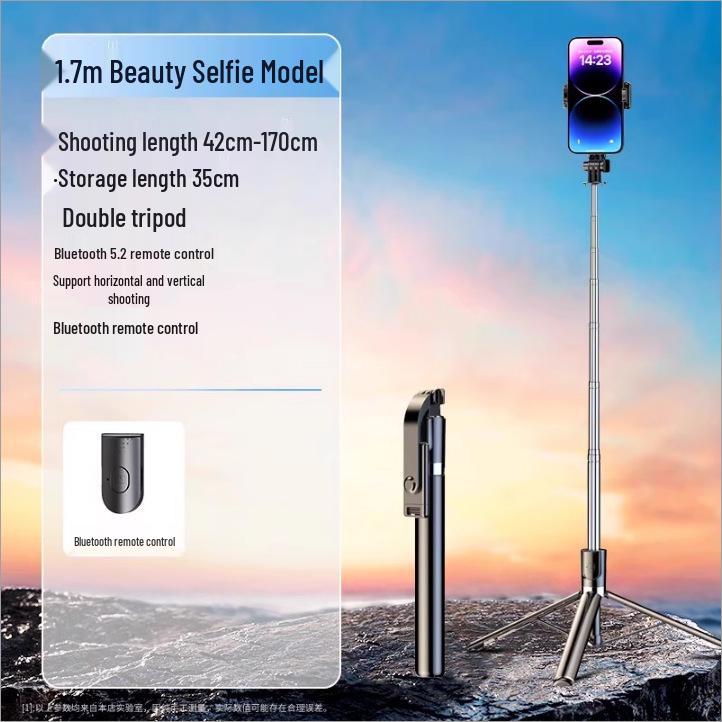 Bluetooth Selfie Stick with Umbrella-Style Tripod, Detachable Beauty Light, and Handheld Convenience