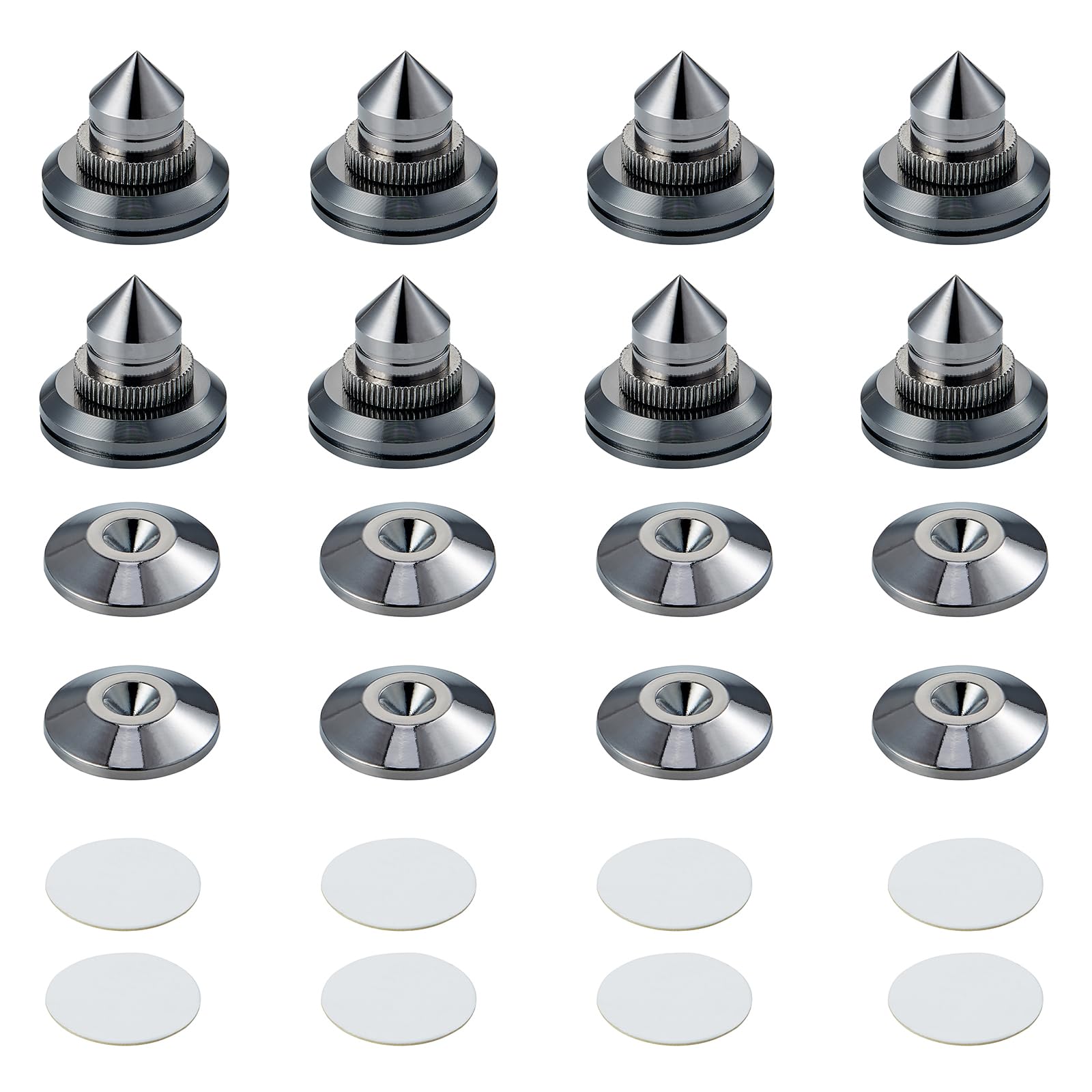 

Pailvens Speaker 8 Height Adjustable Speaker Metal Spike Stands with 16 for Improved Audio Sound Quality and Vibration Black Insulators, Pieces, чорний