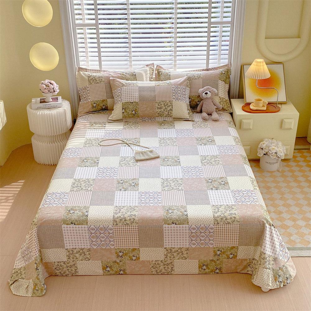 Cotton Bed Flat Sheet for Double Bed Plain Top Sheets Single/Queen/King Flowers Flat Bedsheets Soft Home Bed Linen Sheets
