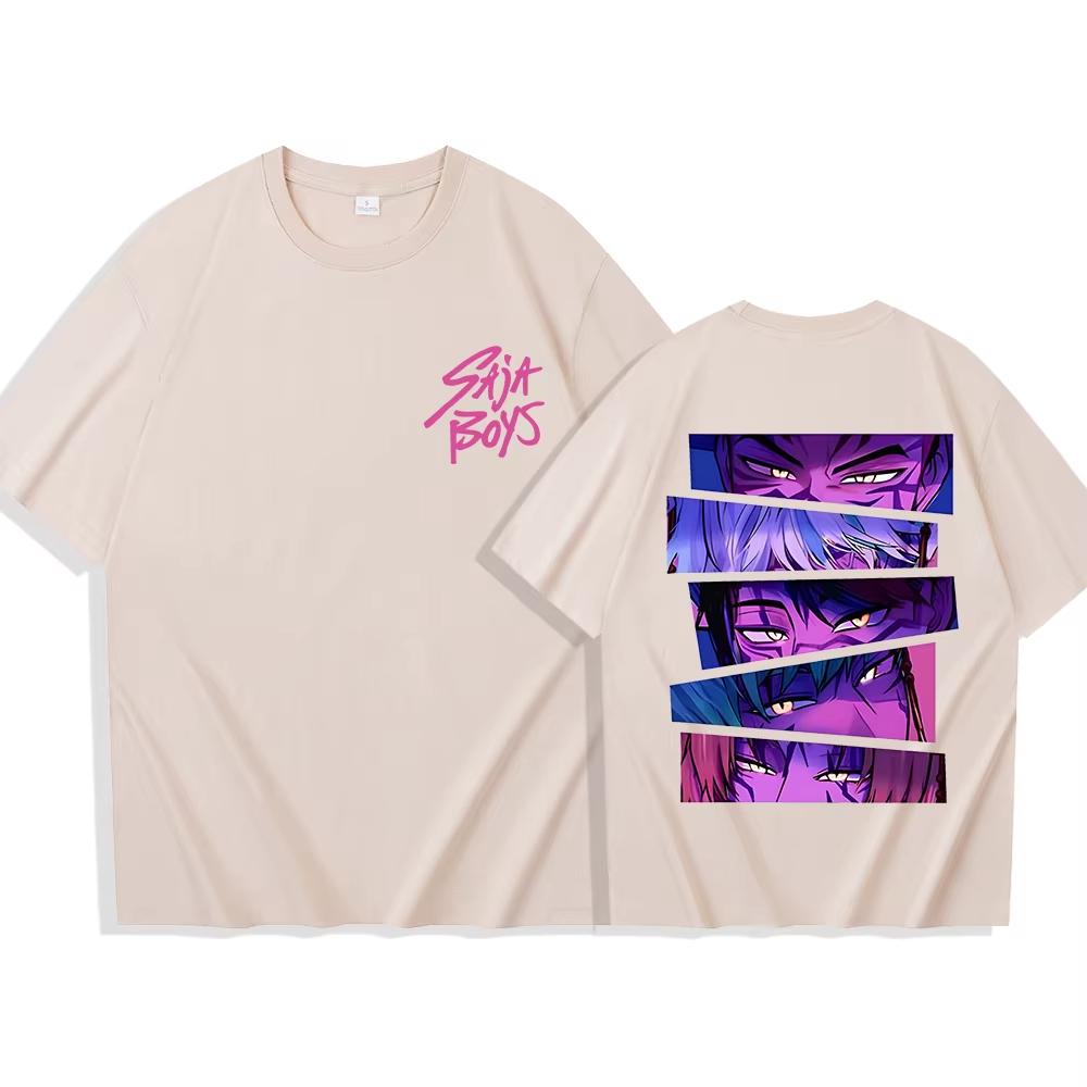 2025 Kpop Demon Hunter Saja Boys Cotton Printed T-shirt Harajuku O-neck Casual Anime Men's and Women's T-Shirt Tops Summer