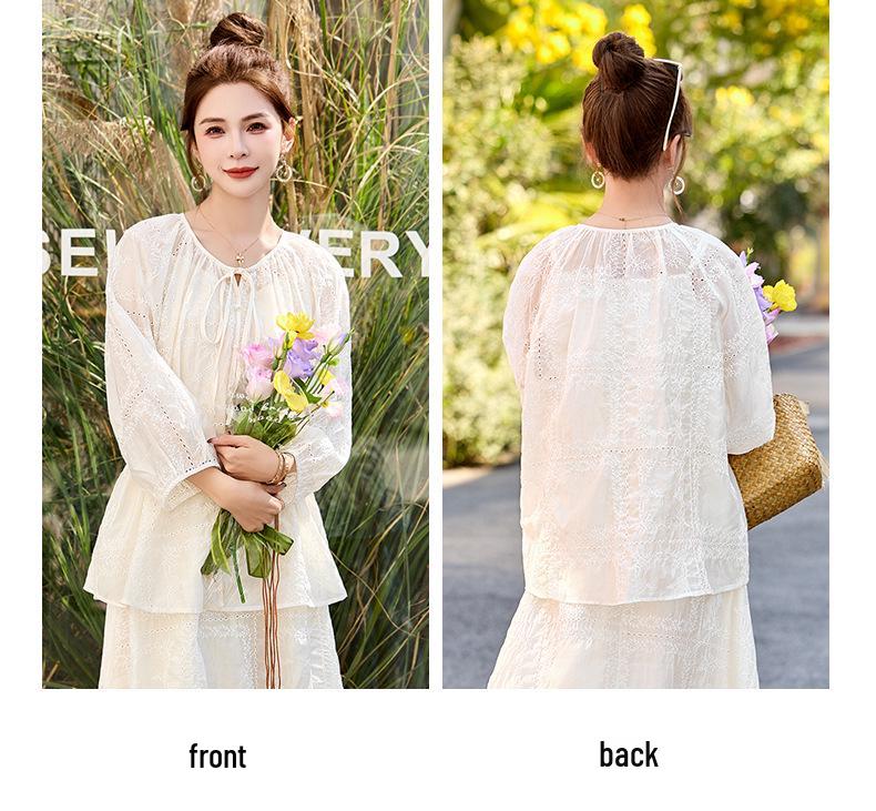 Summer 2025 Women's Fashionable Sunscreen Shirt, Camisole & Half Skirt Set - YE6362